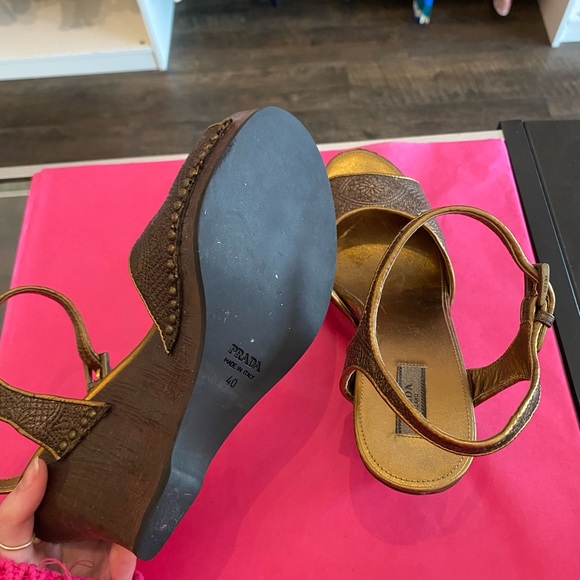 Prada bronze wedges size 40 (9.5)